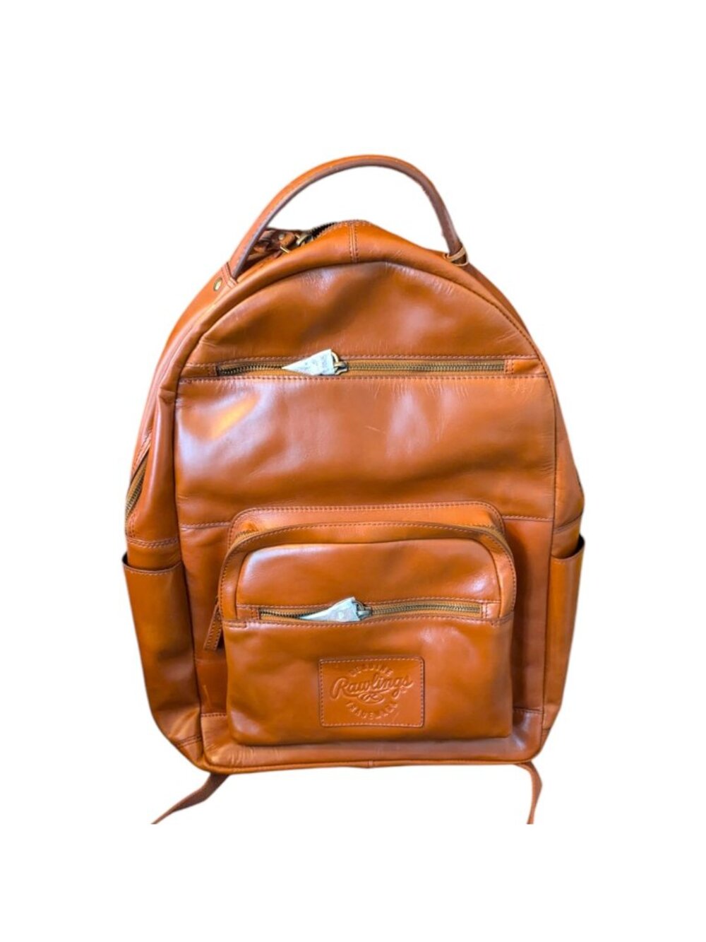 Rawlings Hand Made Tan Saddle GENUINE LEATHER Backpack Full Size Medium